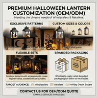 Ensemble de lanternes en métal noires personnalisées pour Halloween, décoratives, pour table, porche, décoration de la maison, OEM, décoration de lanterne d'Halloween
