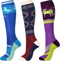 Qualité supérieure Chaussettes d'équitation équestres à tricoter sans couture personnalisées Logo antidérapant positionné en bas