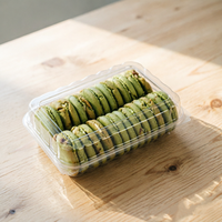 Boîte en plastique PET transparente de qualité alimentaire avec couvercle à charnière pour salade, boulangerie, charcuterie, légumes, sushi, jus, nouilles, gelée, emballage