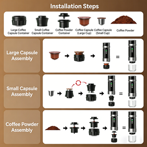 Cafetera Espresso Portátil Recargable por USB con Control Automático para Uso en Hoteles y Automóviles, Compatible con Cápsulas y Café Molido - Product Image 3