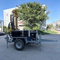 Foreuse portable sur roues pour puits d'eau, équipement de forage de puits profonds de 200 m, machine de forage de puits d'eau en roche