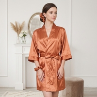 Robe Courte de Luxe en Soie Satinée à Col en V pour Femme - Ensemble Cadeau de Mariage avec Chouchous et Masques de Nuit - Robes de Nuit pour Femme
