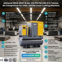 Compresseur d'air rotatif à vis industriel silencieux 30HP 22kW 13bar 16bar avec réservoir de 600L et sécheur pour machine laser CNC