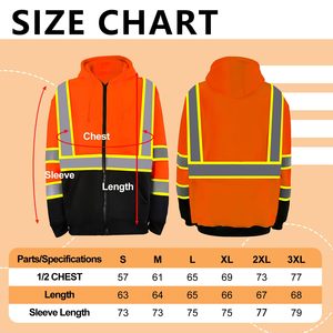 Sweat-shirt de sécurité certifié CE classe 2 ANSI printemps/automne avec bandes réfléchissantes, fermeture éclair, doublure polaire, vêtements de sécurité chauds - Product Image 6