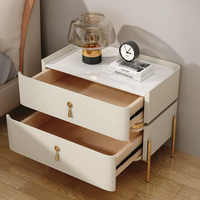 Table de chevet de luxe en bois massif blanc crème, simple, avec tiroir et pieds dorés, pour chambre à coucher