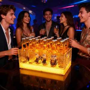 Cubo de hielo iluminado con LED, rectangular, de acrílico, enfriador de cerveza y licor para bares, KTV, fiestas, bañera para bebidas - Product Image 3