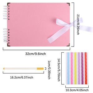 Album Fotografico con Nastro a Farfalla 21*32 cm, Libro dei Ricordi in Carta Kraft, Album Fotografico + 2 Adesivi Angolari + 1 Penna/Set - Product Image 3