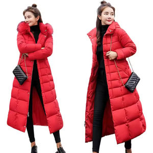 Women's Jacket Long <strong>Body</strong> <strong>Warmer</strong> Thick Woven Coats for <strong>Ladies</strong> Detachable Fur Collar Padded Puffer Down Jacket - Product Image 3