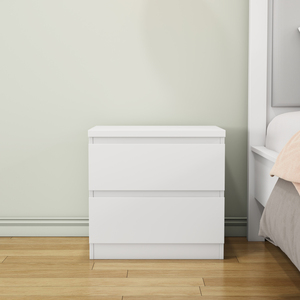 White Nightstand 19.7 Inch 2 <b>Drawers</b> Handle Free Design Thickened Top Plate <b>Small</b> Side Table - Product Image 5