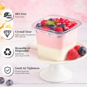 Nuevos Vasos Desechables para Postres de 24oz, Grado Alimenticio, de Plástico PET Reciclado, para Helado, Yogur, Sándwiches, con Tapa y Cuchara - Product Image 3