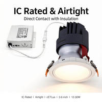 Downlight LED encastré ETL 5CCT 4 pouces 18W, fixe ou orientable, avec système de suspension, homologué IC, étanche, pour plafonds hauts, éclairage circadien