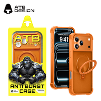 Coque de luxe ATB Orange pour iPhone 17 Pro Max avec support rotatif, protection d'objectif, toucher doux et magnétique