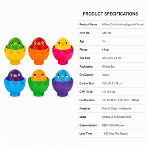 Juego de 6 Huevos de Colores para Clasificar por Forma y Color, Juguete Educativo, Regalo de Pascua para Niños Pequeños, Niños y Niñas en Edad Preescolar - Product Image 2