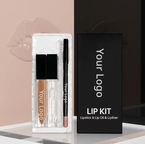 Coffret de maquillage 3 pièces avec logo personnalisé, crayon à lèvres mat imperméable, huile à lèvres et gloss à lèvres - Product Image 1