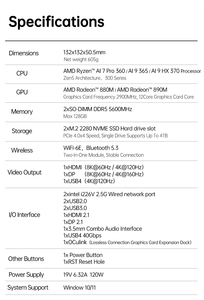 มินิพีซีเกมมิ่ง AI รุ่นใหม่ ปี 2026 7 370 D12 Pro 16-Core 2x2.5G LAN 2xNVMe Windows11 WiFi6E Radeon DDR5 RAM D12 Pro AI Gaming Mini PC D1 - Product Image 6