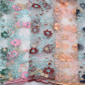 Tulle en polyester doux, tissu en maille transparente brodé de fleurs délicates, pour lingerie féminine, soutiens-gorge, culottes, sous-vêtements, design - Product Image 1