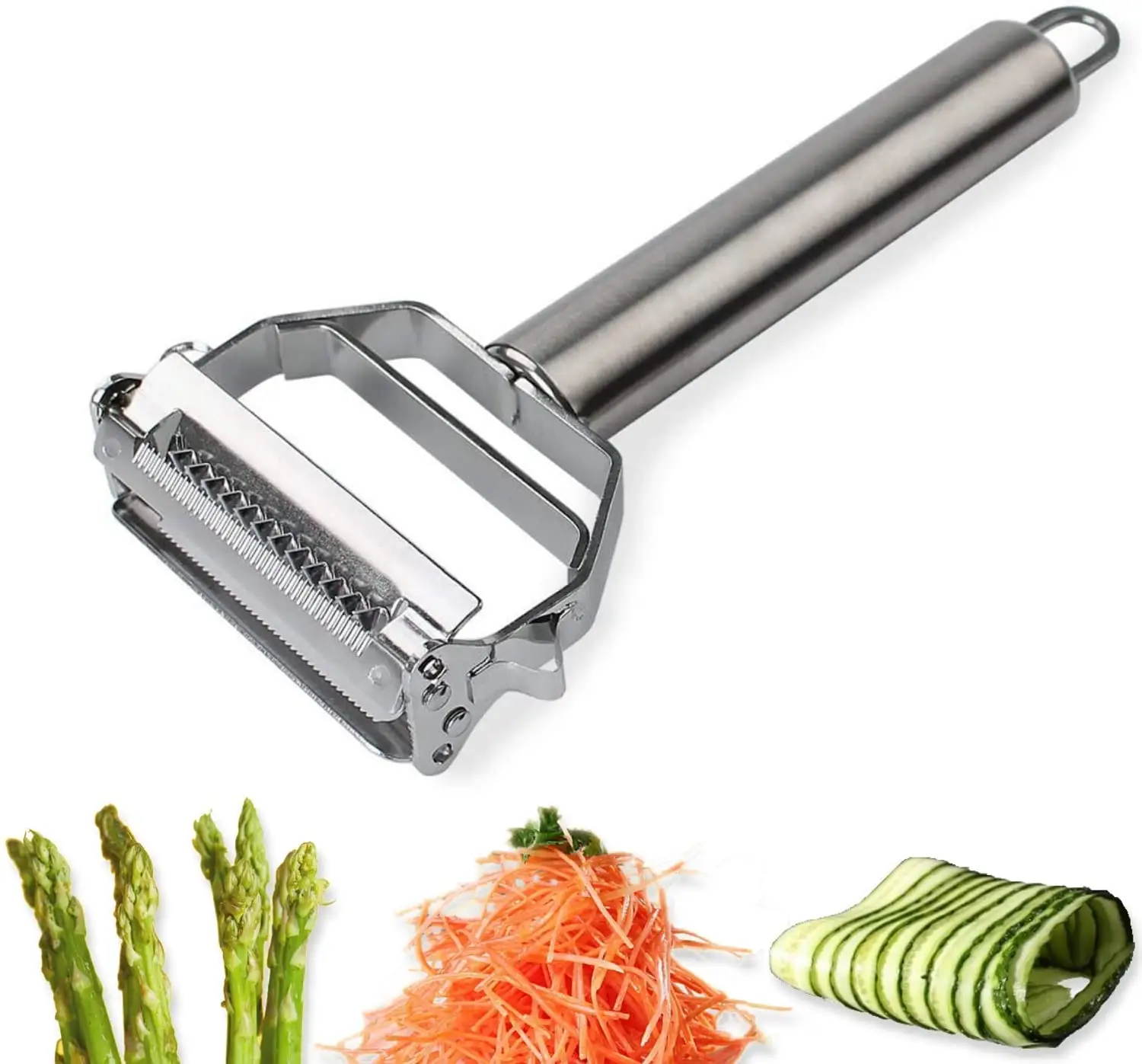 Edelstahl Julienne Schäler Metall Obst Gemüse Werkzeuge Rotary Sharp Reibe Kartoffel Karotten schneider Cutter Küchen helfer