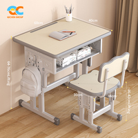 Chaise d'école moderne et durable en métal ensemble de table pour chambre à coucher vente en gros de bureaux de lecture à hauteur réglable table et chaise pour enfants
