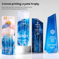 Fine fabrication cristal marbre Plaque Logo Awards couleur pentagramme forme trophée HonorOf cristal luxe Design Laser graver