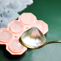 Bac à glaçons en silicone réutilisable personnalisé à 6 cavités en forme de diamant et boîte isotherme avec entonnoir – Moule pour crème glacée maison facile à nettoyer
