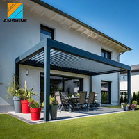 Pergola bioclimatique de jardin avec toit à lames motorisées, pergola à lames en aluminium thermolaqué écologique, gazebo