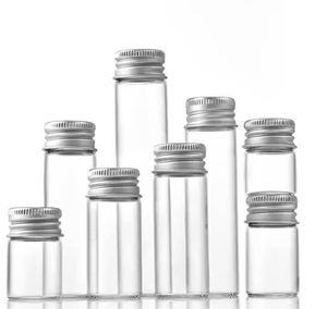 Mini tube à essai en verre 5ml 6ml 8ml 10ml 12ml 15ml 20ml 25ml 30ml Bouteille de stockage en verre transparent avec bouchon à vis en aluminium - Product Image 2