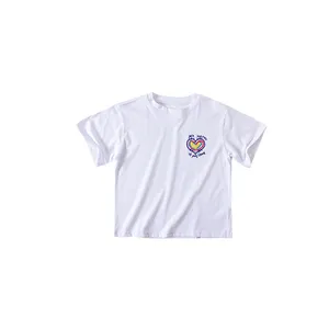 Baumwolle Unisex Mode Sommer O-Ausschnitt Kurzarm Shorts Anzug Kinder Kleinkind Kleidung Weißes T-Shirt Lässige T-Shirts