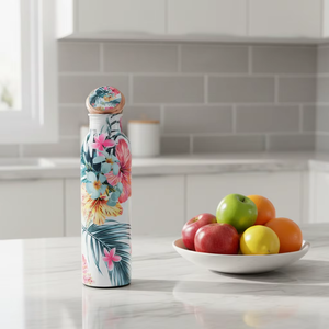 Abstract Pink Art Printed Copper <b>Bottle</b> 1000ml Jointless Leakproof Sports <b>Flask</b> For Wellness Gym Office Drinkware - Product Image 1