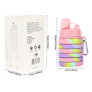 ขวดน้ำซิลิโคนพับได้ ทนทาน พกพาสะดวก ปลอดสาร BPA ขนาด 500 มล. สำหรับกิจกรรมกลางแจ้ง - Product Image 4