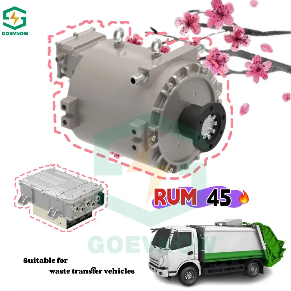 Kit di conversione del motore elettrico ad alta tensione per veicolo per la pulizia delle strade RUM45 kit motore di azionamento IP67 impermeabile PMSM motore a corrente alternata
