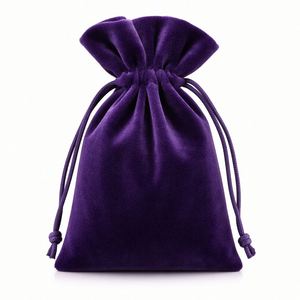 Wholesale Custom Logo Luxury Purple Velvet Drawstring Pouch Soft Jewelry Packaging <b>Gift</b> <b>Bag</b> for <b>Small</b> Business - Product Image 1