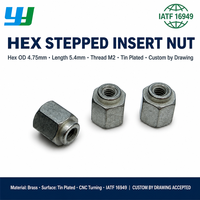 Douille hexagonale à insertion filetée en étain, usinée CNC de précision, moulée par injection plastique, non standard, OEM