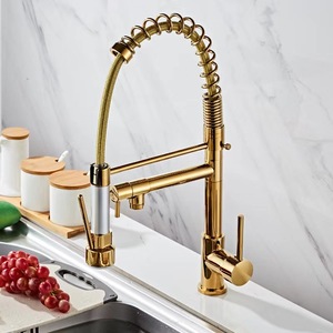 <span class=keywords><strong>Robinet</strong></span> de <span class=keywords><strong>Cuisine</strong></span> Ménager Moderne Simple et au Design Innovant en Laiton <span class=keywords><strong>Doré</strong></span> à Bec Unique Monotrou pour Eau Chaude et Froide - Product Image 3