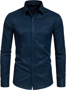 Camisa de Vestir de Manga Larga para Hombre, Cuello Clásico, Abotonada, Formal, Casual, con Bolsillo en el Pecho, Tejida - Product Image 3