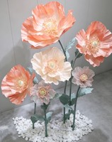Fleurs artificielles géantes en organza rose, 6 pièces, pour décoration de mariage, maison, fête, scène, marque privée