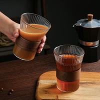 Tasse à thé en verre résistant à la chaleur à motif vertical Dingyue, tasse à infuseur, tasse à expresso, tasse à thé isolée thermiquement