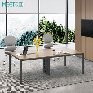 Bureau de poste de travail de bureau de jambe en métal de conception simple avec le dessus en bois et la table de <span class=keywords><strong>conférence</strong></span> de prise - Product Image 2