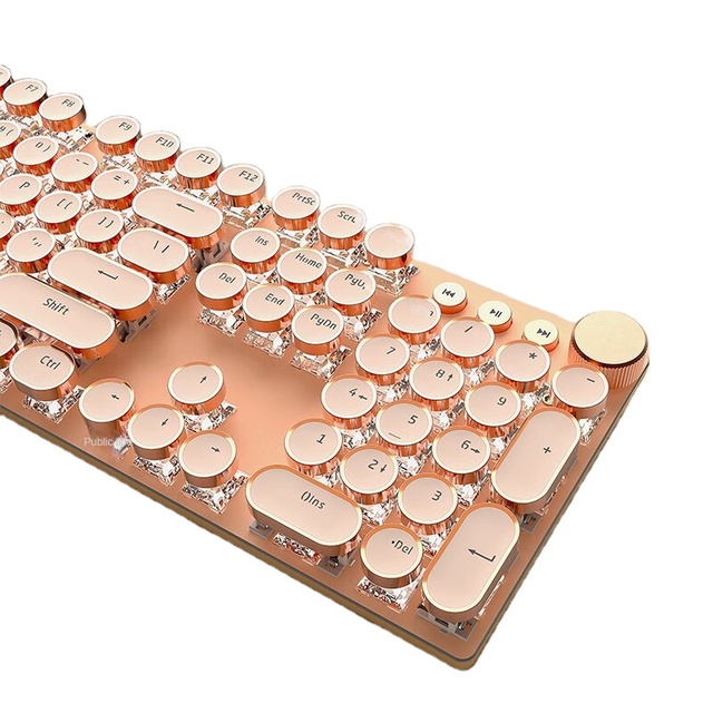 New Hotswap Switch Classic Punk Keycap Wireless 2.4Ghz RGB USB Type-C Built-in Battery Typewriter Style Mechanical Gaming