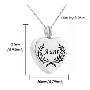 Bijoux de crémation acier inoxydable argent en forme de coeur Souvenir Jar collier branche d'olivier bijoux commémoratifs <span class=keywords><strong>pendentif</strong></span> - Product Image 2