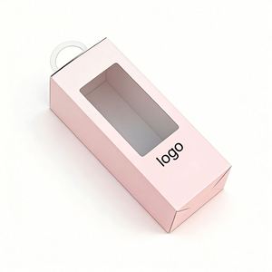 Wholesale Custom <b>Pink</b> Paper <b>Gift</b> <b>Box</b> With Clear Window & Hanging Loop Ideal for Baked Goods & Pastry Packaging - Product Image 1