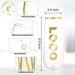 Verres à boire de 9 oz, compatibles lave-vaisselle, verres à vin en polycarbonate, flûtes à <span class=keywords><strong>champagne</strong></span> sans pied en plastique pour mariage - Product Image 2