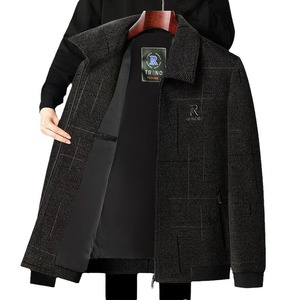 Foreign Style Casual Winter Middle-aged <strong>Men's</strong> Bomber <strong>Jacket</strong> 50-60 Years <strong>Old</strong> Loose Standard Thickness Finished Front Wool/Viscose - Product Image 5