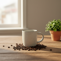 Service de table en grès blanc de luxe |   Assiettes et tasses élégantes à pois |   Écologique et durable, compatible micro-ondes et four
