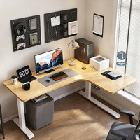 Table de bureau électrique à double moteur, réglable, en bois massif, pour e-sport, en forme de L, capacité de charge 200 kg