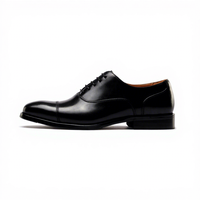 Chaussures Oxford en cuir noir pour homme, à lacets, en cuir de veau pleine fleur italien, semelle en caoutchouc antidérapante, formelles, pour le travail, printemps/été