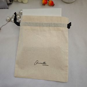 Sac à cordon en coton de luxe, pochette personnalisée pour accessoires de créateur, pour le rangement de bijoux, organiseur portable, sac cadeau réutilisable - Product Image 5