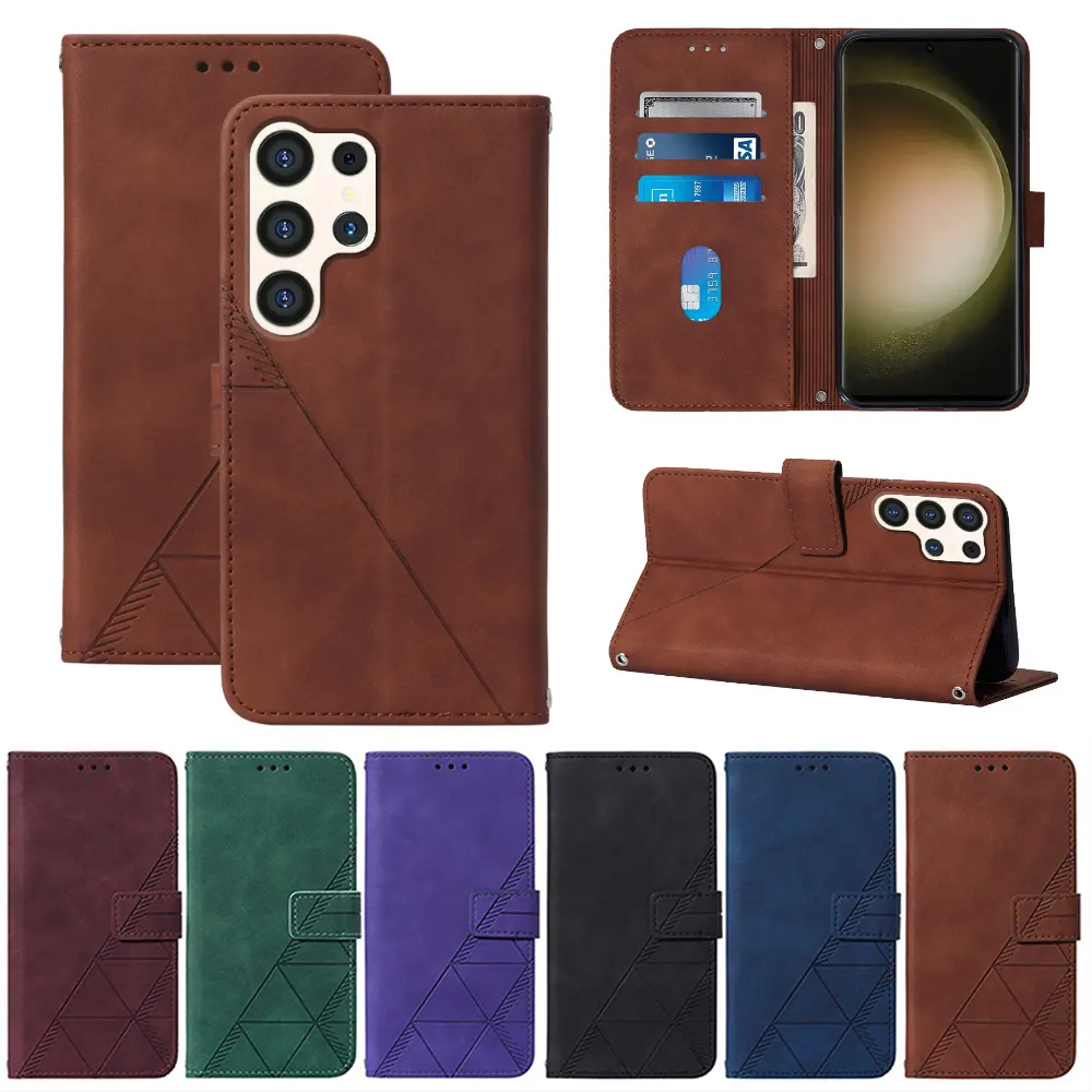 card slot kickstand pu flip leather wallet phone case for samsung s24 ultra infinix note 40 Spark GO 2024 itel A05s G Play 4G