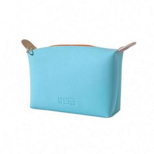 Sac de maquillage pliable portable en forme de boulette de couleur bonbon pour femme, sac de toilette cosmétique imperméable en PU mat - Product Image 6