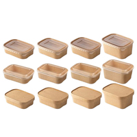 Conteneur alimentaire jetable écologique avec logo personnalisé, emballage en papier kraft, bol à soupe, salade, avec couvercles, contenants de qualité alimentaire