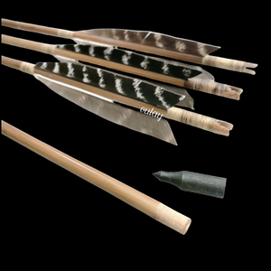 Auto-nock tiro con l'arco frecce di bambù con spirale strisce di piume di tacchino e colonna vertebrale numero su alberi - Product Image 2